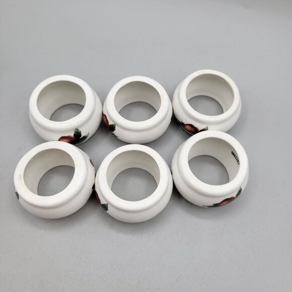Citation Cades Cove Pattern Napkin Rings Apple Cherry Discontinued Set of 6 - Picture 5 of 8